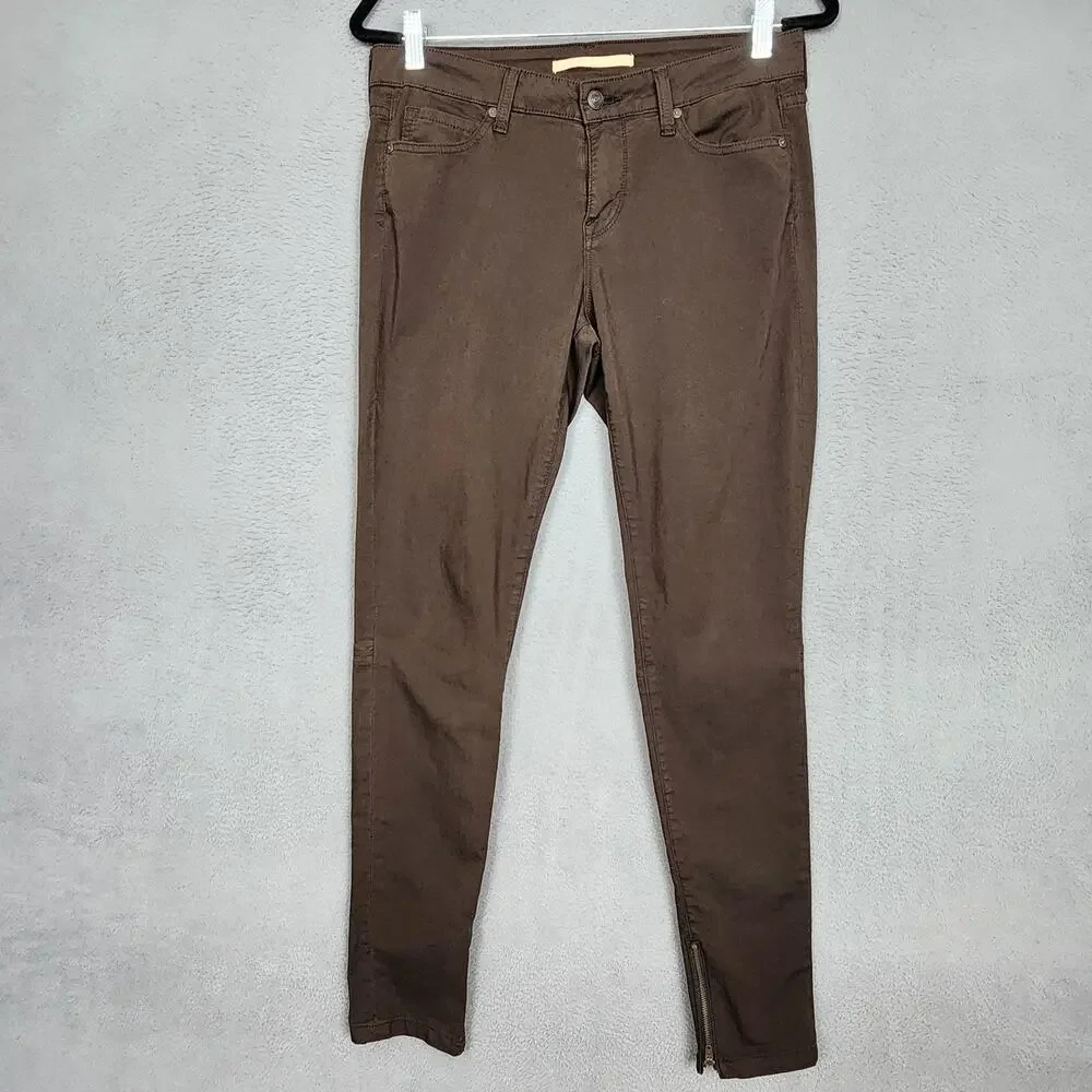 Vince Jeans Womens 30 Brown Expresso Skinny Slim Fit Ankle Zip Calgary Denim